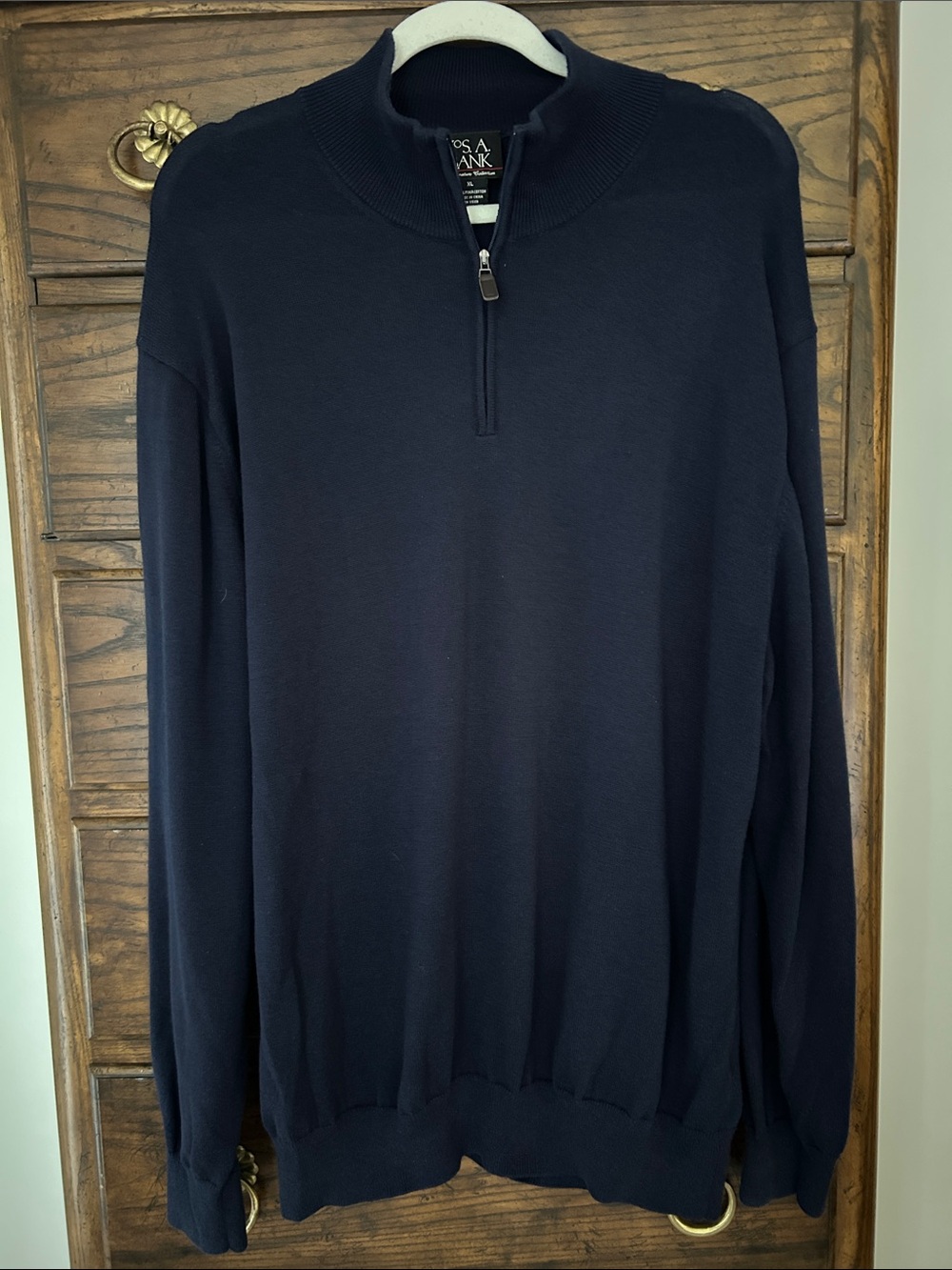 Jos. A. Bank Men's All Cotton Navy Quarter-Zip Pullover Sweater, Size XL
